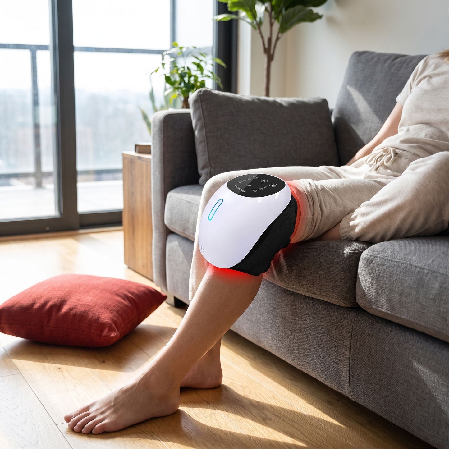 Cordless 12pcs 4-in-1 Knee Massager with Heat, Air Compression, Vibration & Red Light