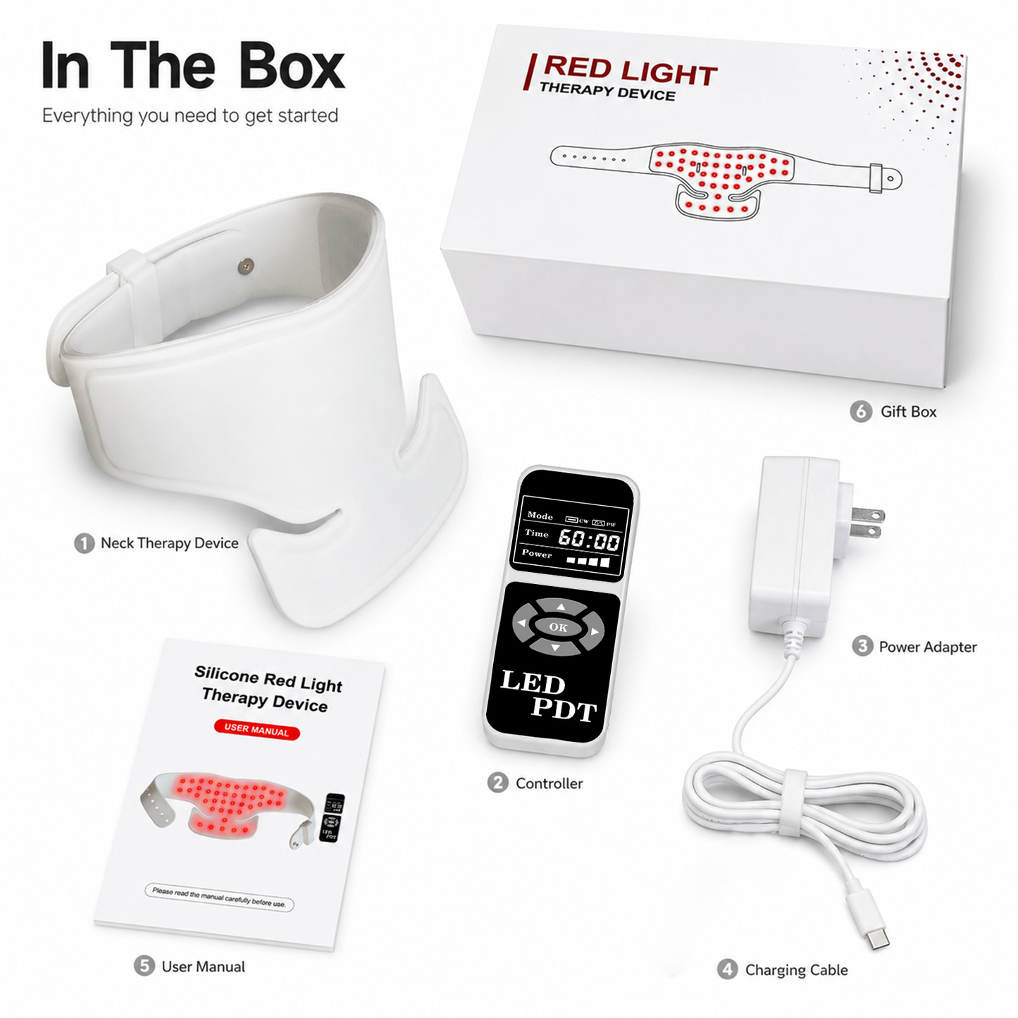 ZJZKTOP Neck Red Light Therapy Device 3-in-1 LED Wrap 660nm 850nm 940nm Near Infrared Light Pad for Neck Muscle Tension