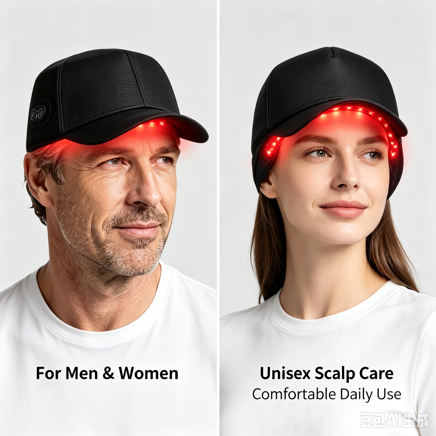 Wireless Red‑Light Hair Growth Cap,300 LED Chips,660nm+850nm Scalp Therapy Hat,3‑Level Brightness Timing Hair‑care Device