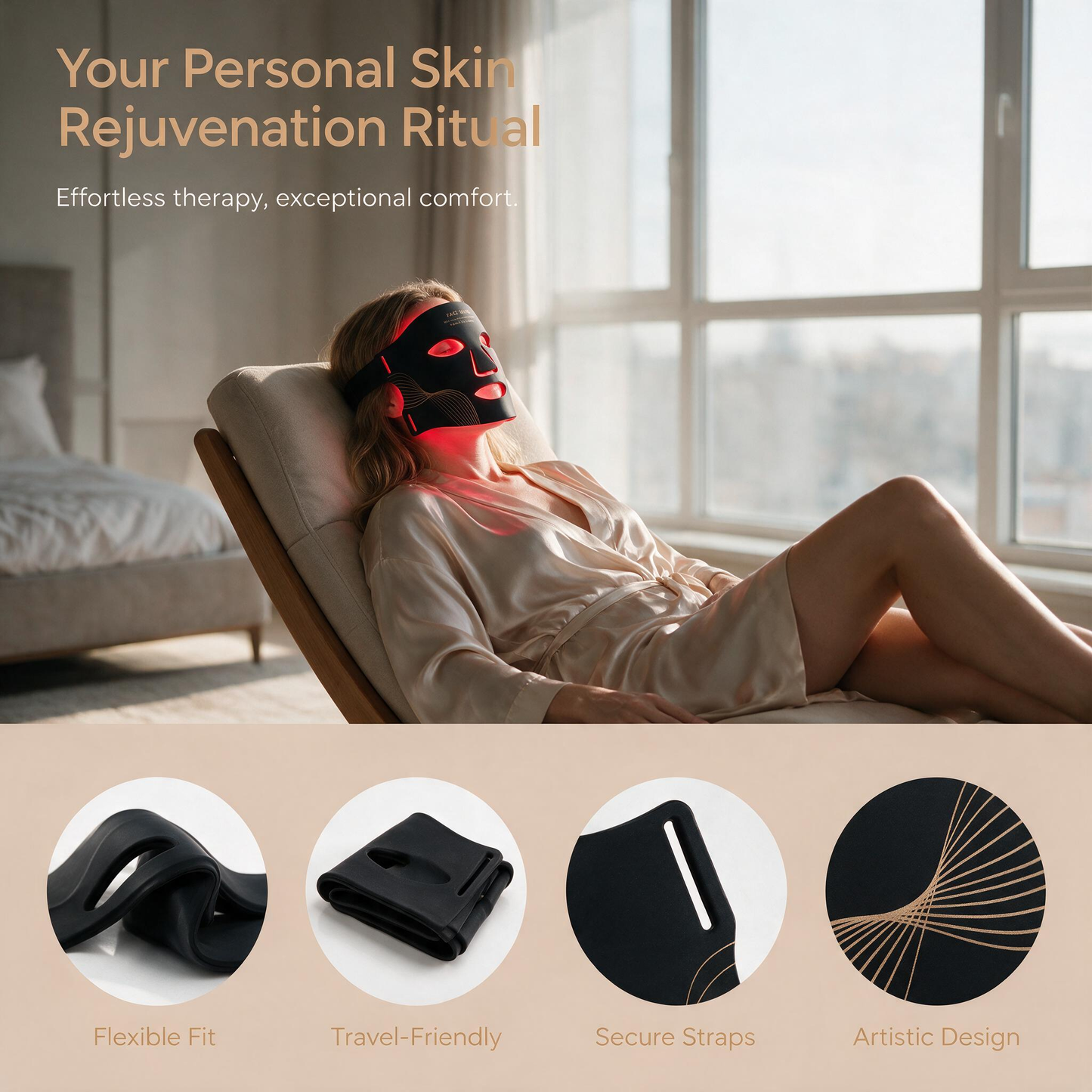 7 Color LED Light Therapy Face Mask 309 LEDs Rechargeable Silicone Photon Mask 3 Levels Red Light Skincare Home Use