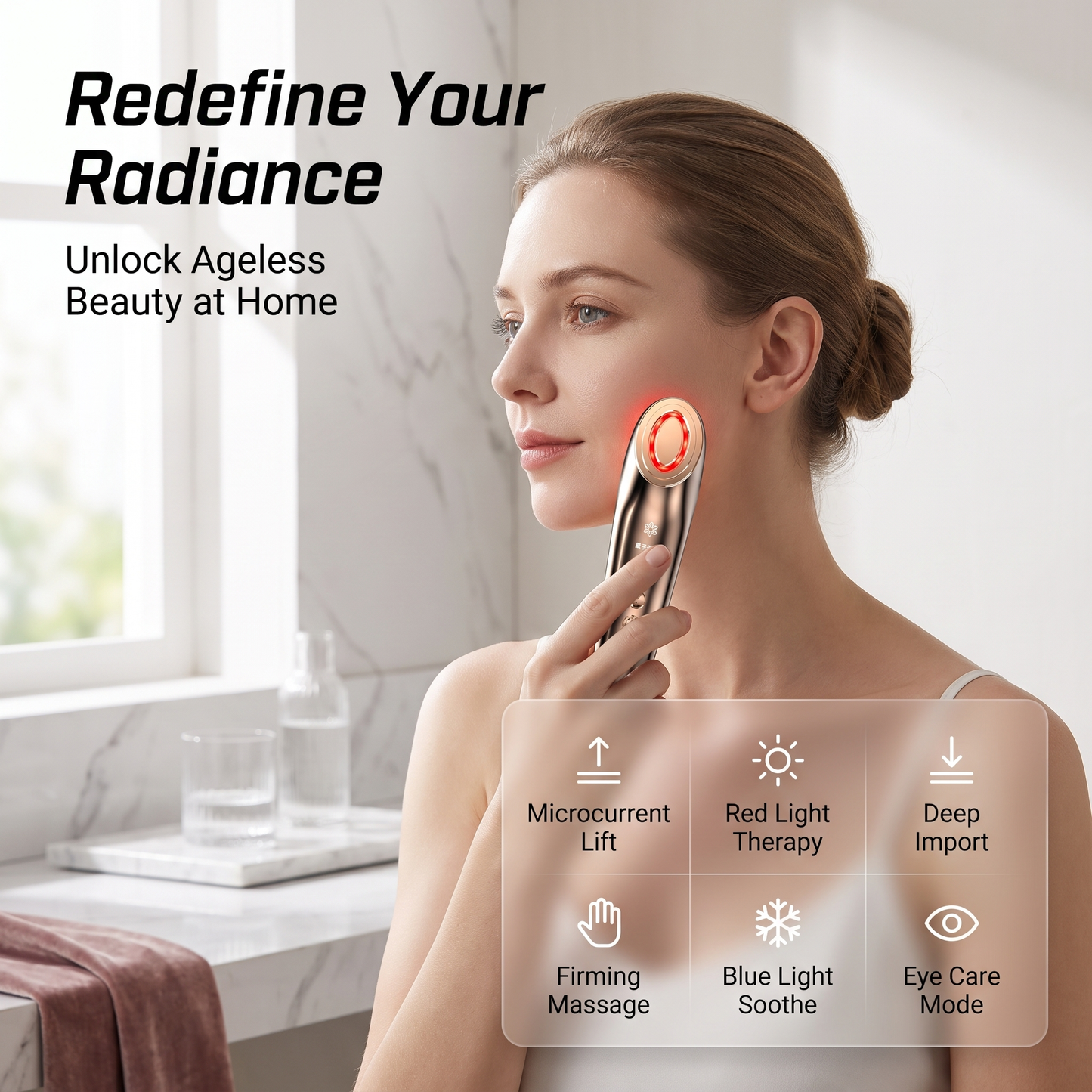 7-in-1 Multi-functional Facial Beauty Device Red Light Skin Rejuvenation EMS Microcurrent Lifting & Deep Cleansing | Achieve a Professional V-Shape Look