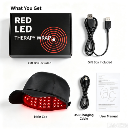Wireless Red‑Light Hair Growth Cap,300 LED Chips,660nm+850nm Scalp Therapy Hat,3‑Level Brightness Timing Hair‑care Device