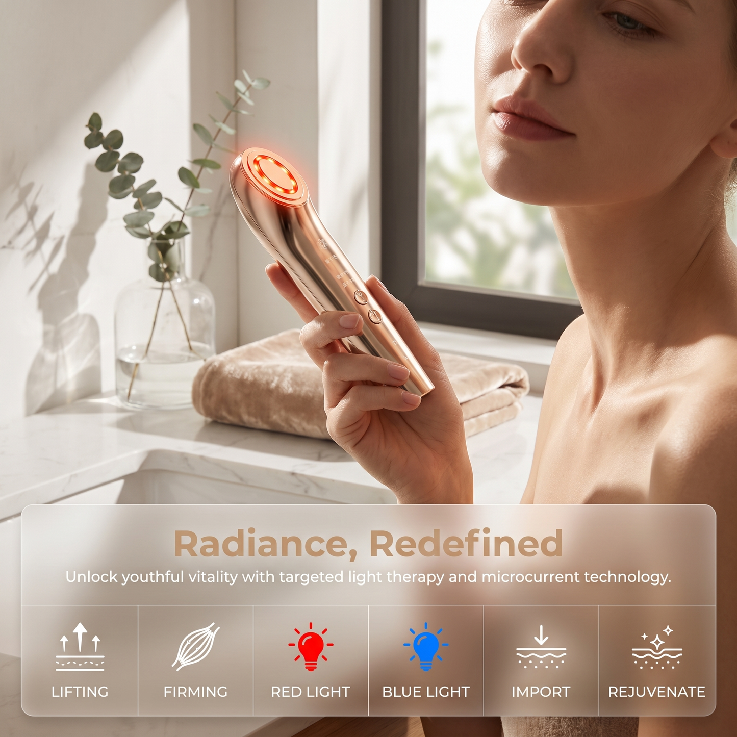 7-in-1 Multi-functional Facial Beauty Device Red Light Skin Rejuvenation EMS Microcurrent Lifting & Deep Cleansing | Achieve a Professional V-Shape Look