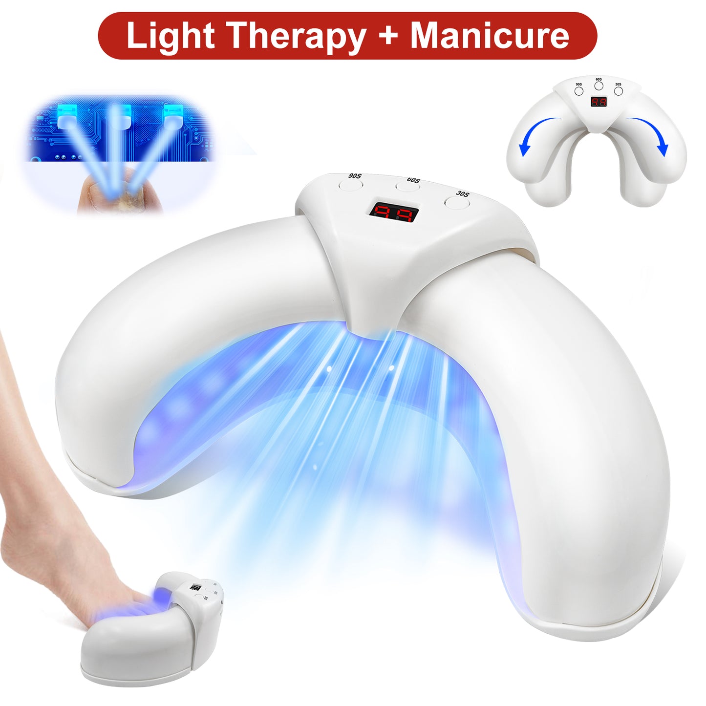 45W 905nm 22-LED Foldable Nail Phototherapy Device