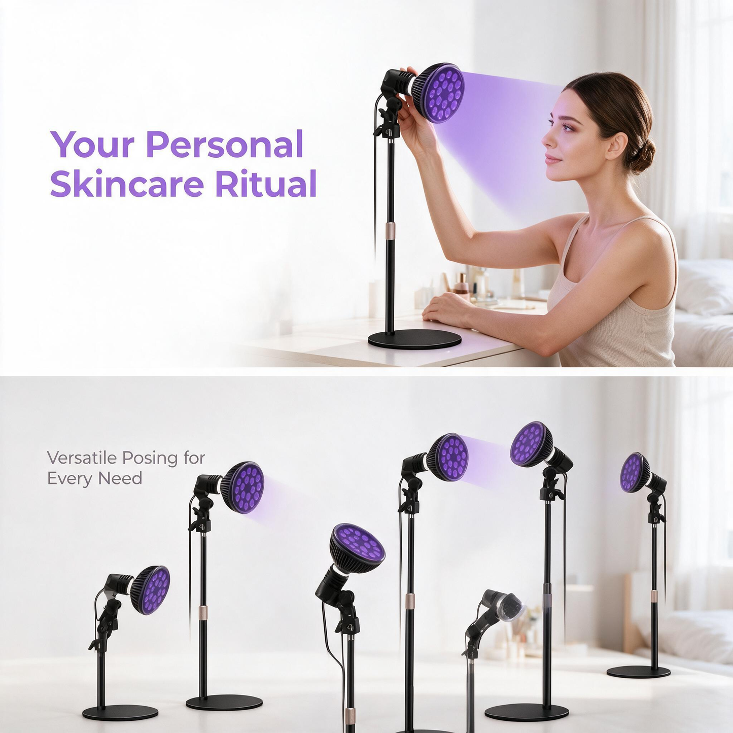 54W Red Light Therapy Bulb, 660nm Red & 850nm Near‑Infrared Light Therapy Lamp With Adjustable Stand, Red Light Device for Skin Care, Pain Relief, Home Body Light Therapy