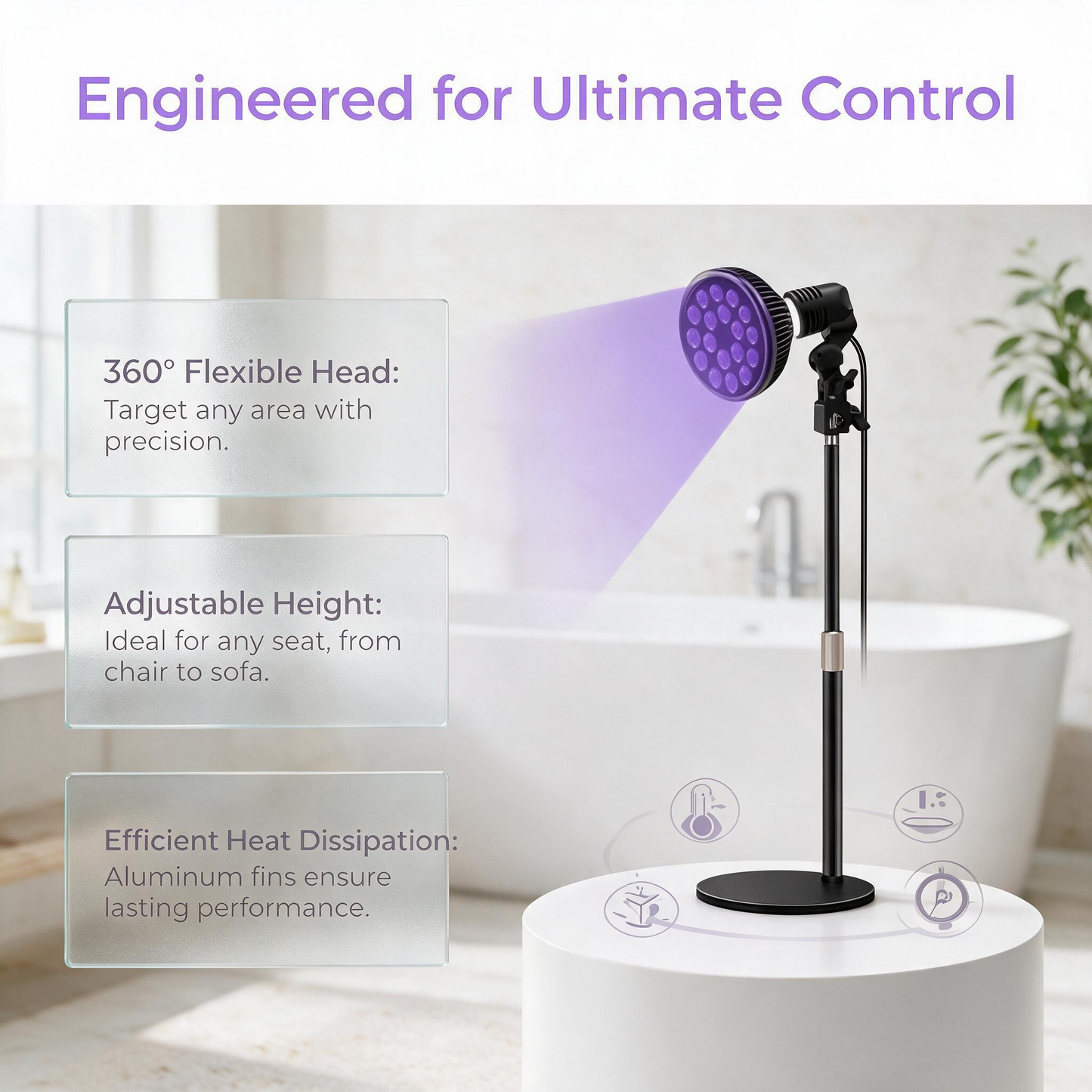 54W Red Light Therapy Bulb, 660nm Red & 850nm Near‑Infrared Light Therapy Lamp With Adjustable Stand, Red Light Device for Skin Care, Pain Relief, Home Body Light Therapy