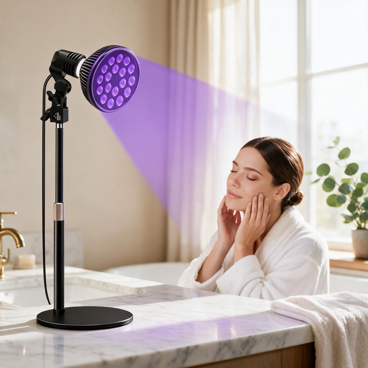 54W Red Light Therapy Bulb, 660nm Red & 850nm Near‑Infrared Light Therapy Lamp With Adjustable Stand, Red Light Device for Skin Care, Pain Relief, Home Body Light Therapy