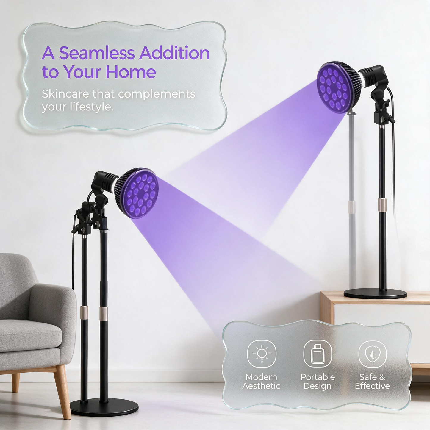 54W Red Light Therapy Bulb, 660nm Red & 850nm Near‑Infrared Light Therapy Lamp With Adjustable Stand, Red Light Device for Skin Care, Pain Relief, Home Body Light Therapy