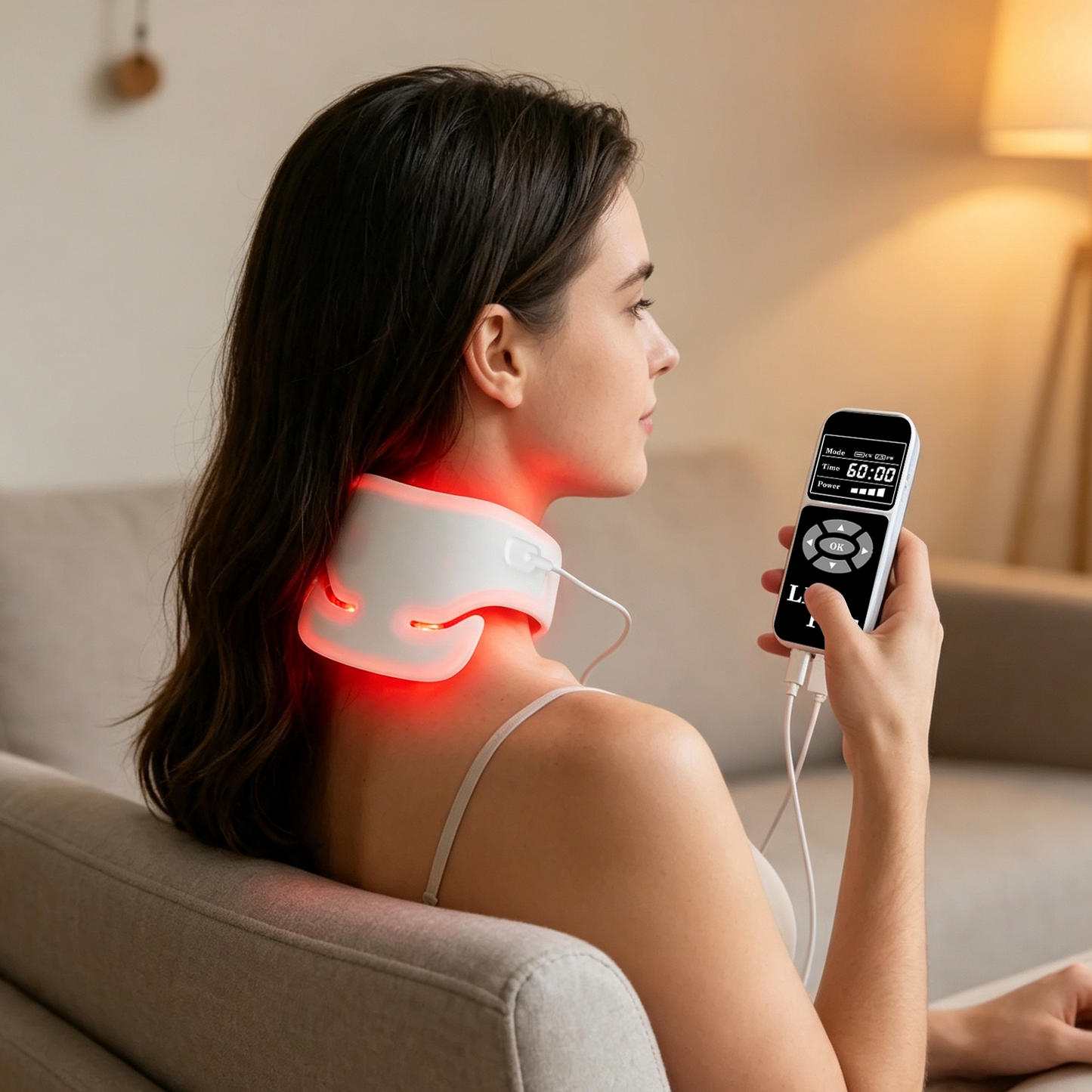 ZJZKTOP Neck Red Light Therapy Device 3-in-1 LED Wrap 660nm 850nm 940nm Near Infrared Light Pad for Neck Muscle Tension