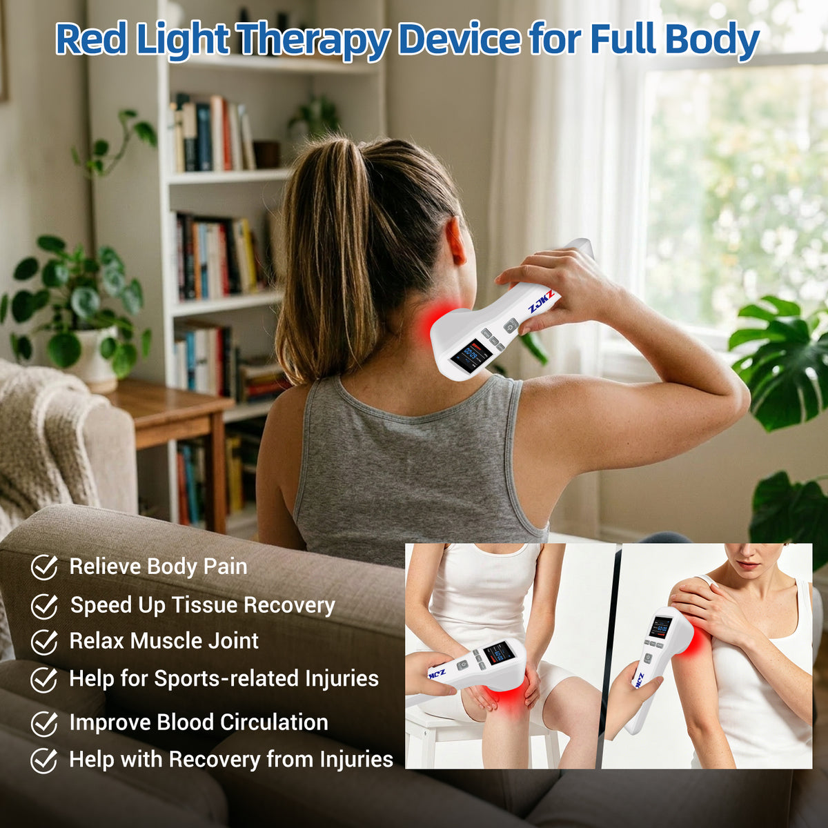 ZJKZTOP LLLT Dual Wavelengths Portable Cordless Cold Laser Therapy Device