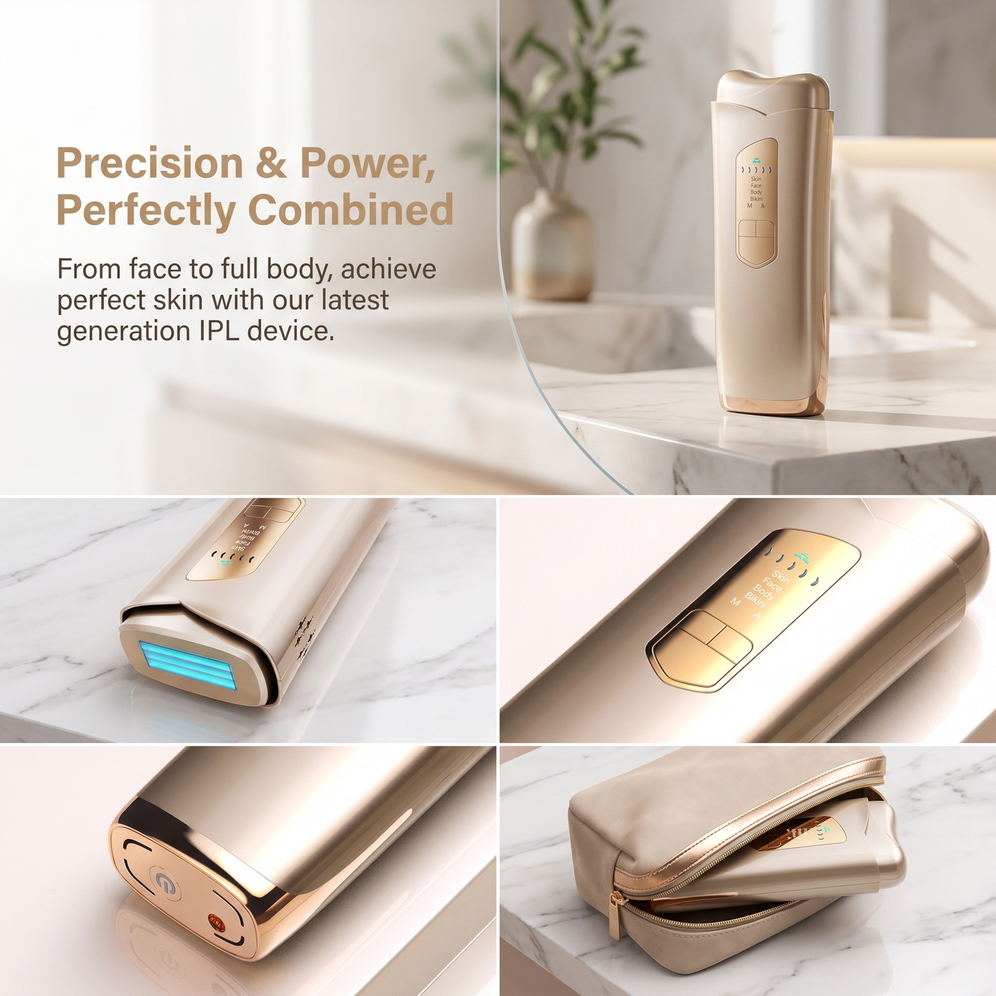 Ice‑Cool IPL Hair Removal Device, Painless Laser Hair Remover for Face, Body, Bikini Area, At‑Home Permanent Hair Removal Machine