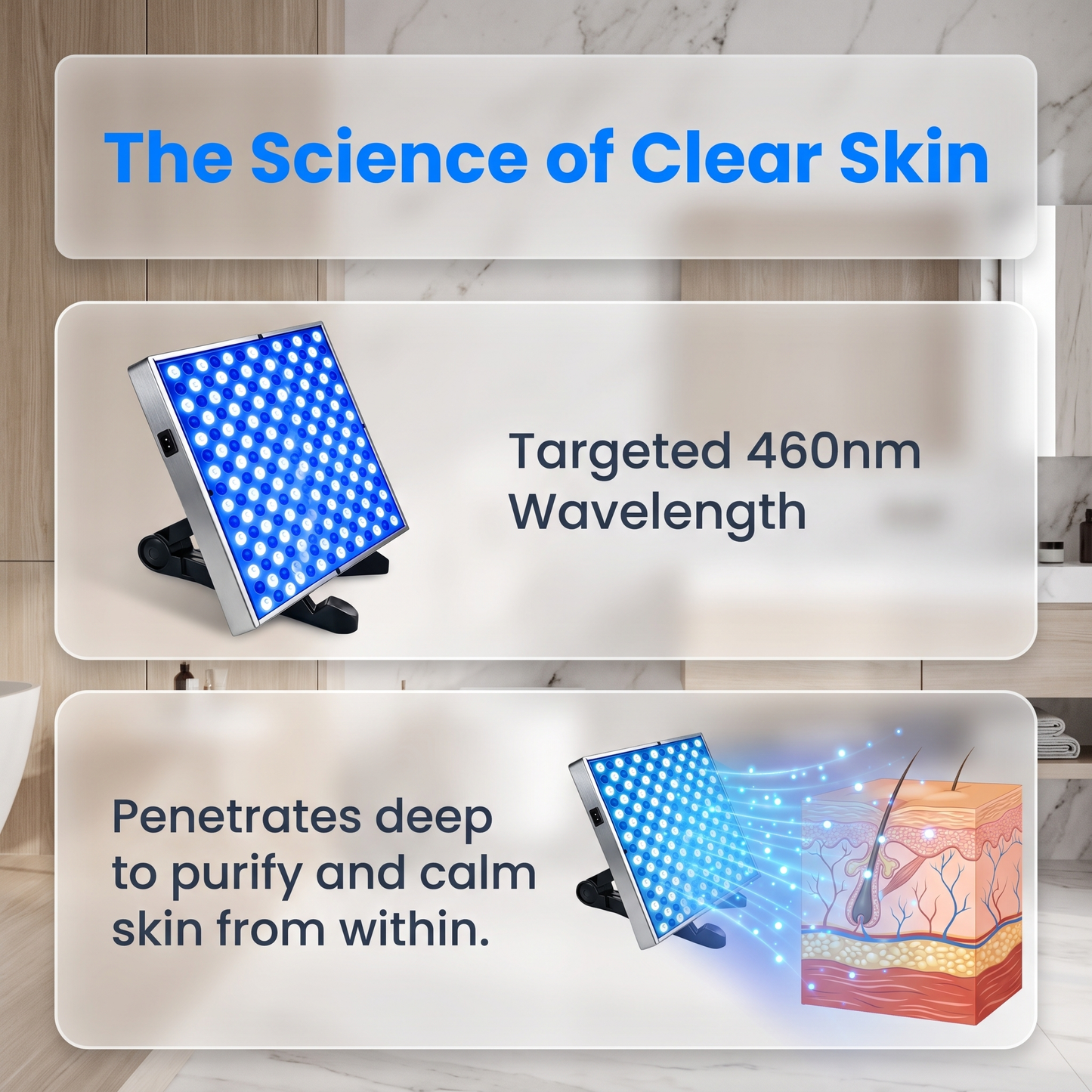 LED Blue Light Therapy Lamp, Skin‑Care Physiotherapy Device for Home & Beauty Salon