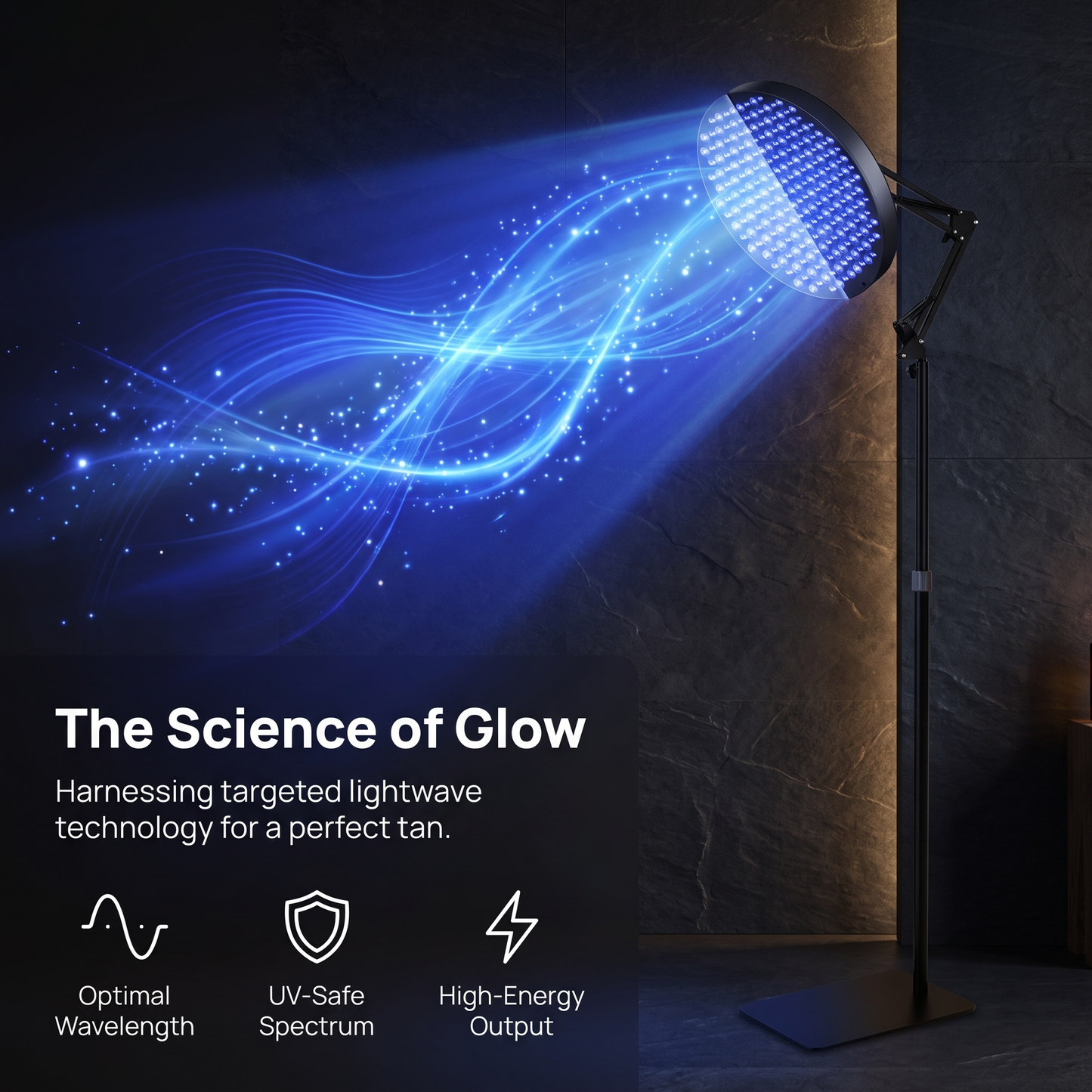 Round 460nm Blue‑light LED Therapy Light, 50W Tanning & Skin Care Device for Home & Beauty Salon
