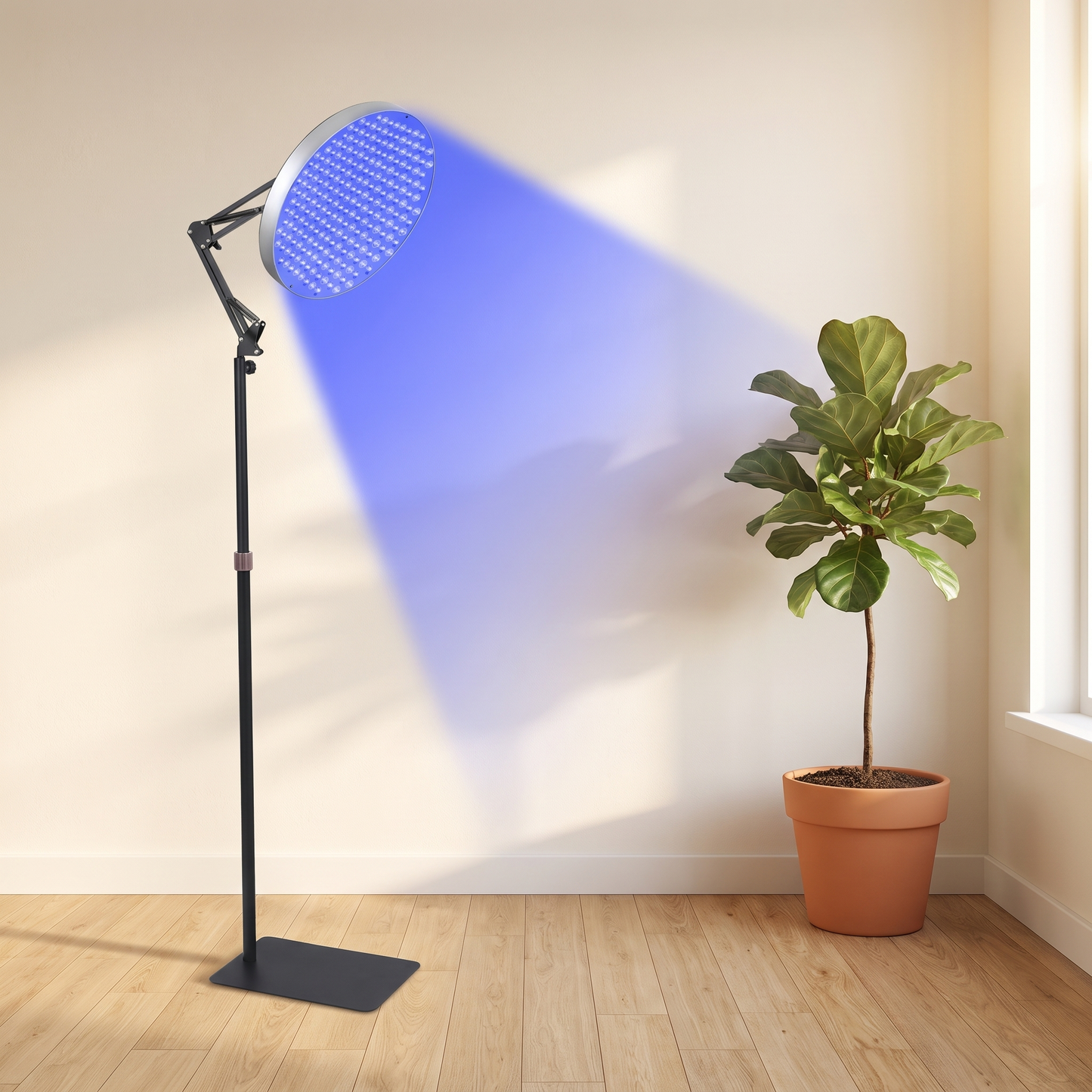 Round 460nm Blue‑light LED Therapy Light, 50W Tanning & Skin Care Device for Home & Beauty Salon