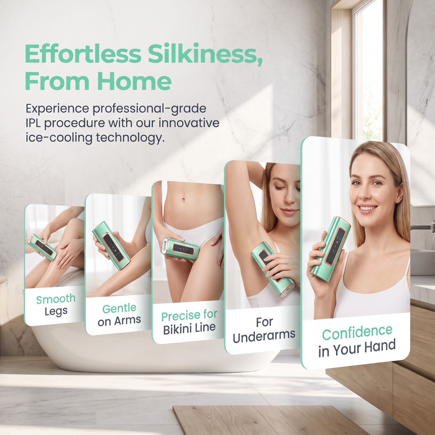 Ice‑Cool IPL Hair Removal Device, 5 Adjustable Energy Levels, Manual & Automatic Modes, Painless At‑Home Full‑Body Hair Remover, US Warehouse In Stock