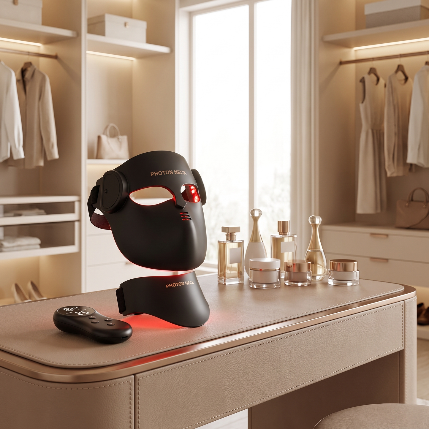 4D LED Photon Facial Beauty Mask Face & Neck Care Device Rechargeable Home Skincare Mask for Daily Moisturizing and Skin Radiance Care