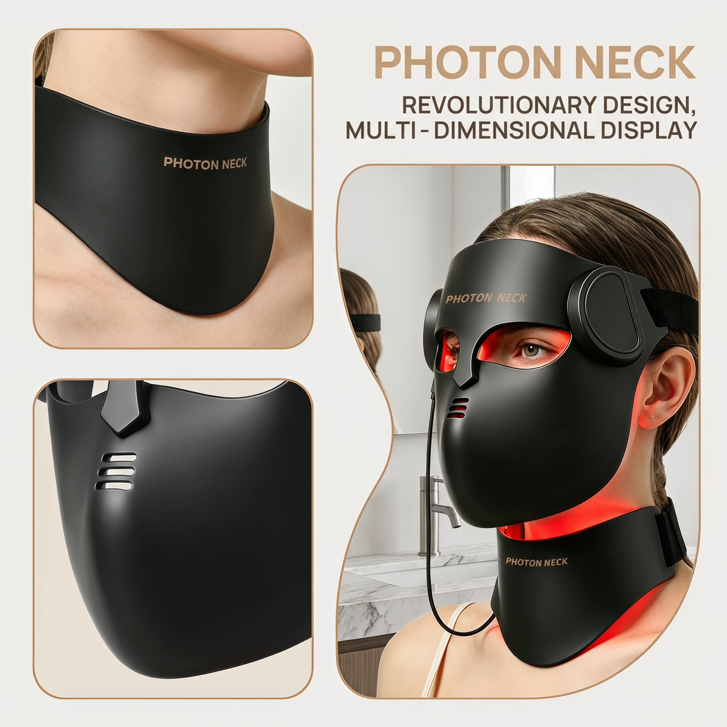 4D LED Photon Facial Beauty Mask Face & Neck Care Device Rechargeable Home Skincare Mask for Daily Moisturizing and Skin Radiance Care
