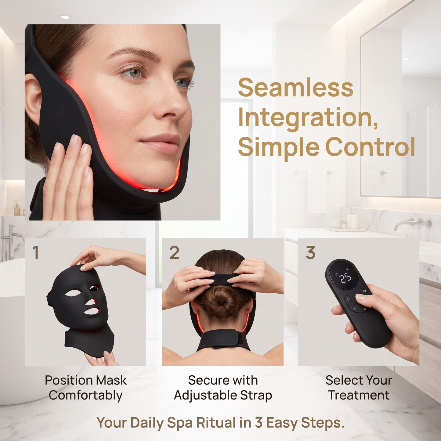 4D LED Photon Facial Beauty Mask Face & Neck Care Device Rechargeable Home Skincare Mask for Daily Moisturizing and Skin Radiance Care