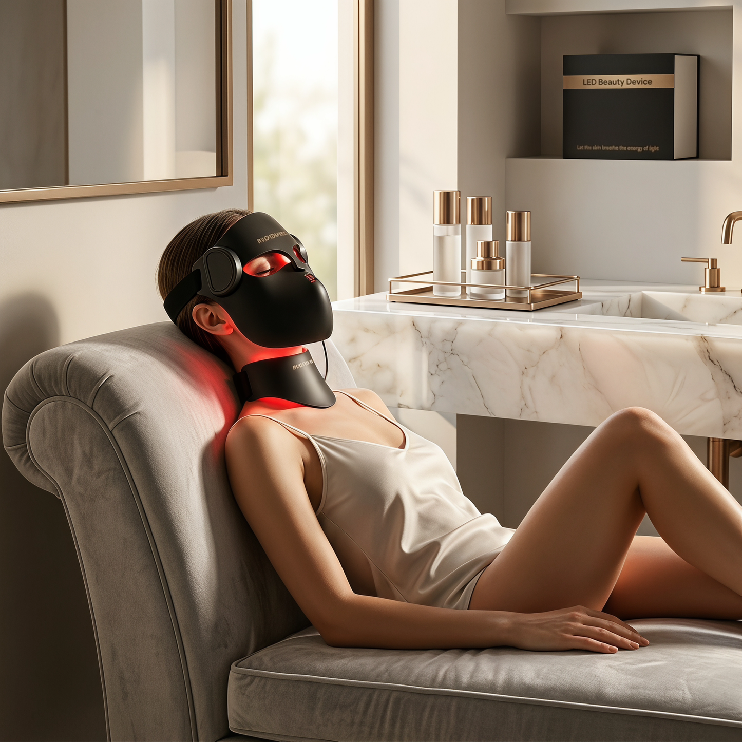 4D LED Photon Facial Beauty Mask Face & Neck Care Device Rechargeable Home Skincare Mask for Daily Moisturizing and Skin Radiance Care