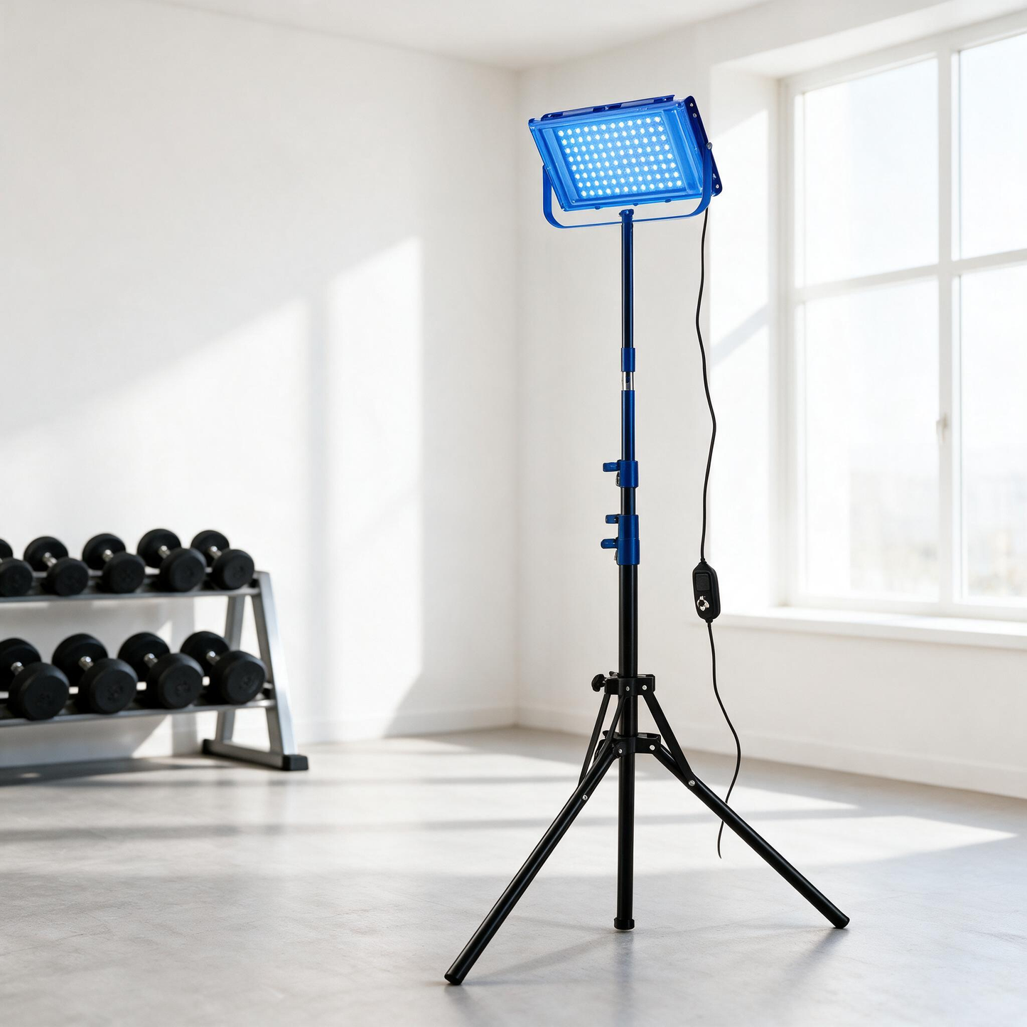 LED Blue‑Light Tanning Lamp With Tripod, Full‑Body Sunless Tanner, Home Skin‑Care Light Therapy Device with Timer & Dimmable Control