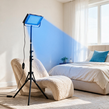 LED Blue‑Light Tanning Lamp With Tripod, Full‑Body Sunless Tanner, Home Skin‑Care Light Therapy Device with Timer & Dimmable Control