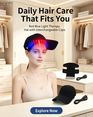 ZJZKTOP Wireless Charging Red & Blue Light Hair Growth Cap – 168-LED Infrared Scalp Care Device
